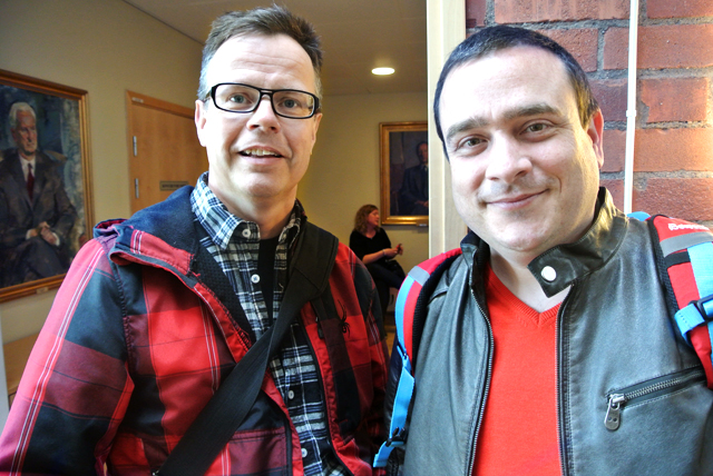 Stefan Löfgren och Georgios Karanis, båda ögonläkare, deltog i seminariet för att lära sig mer om Alströms syndrom.