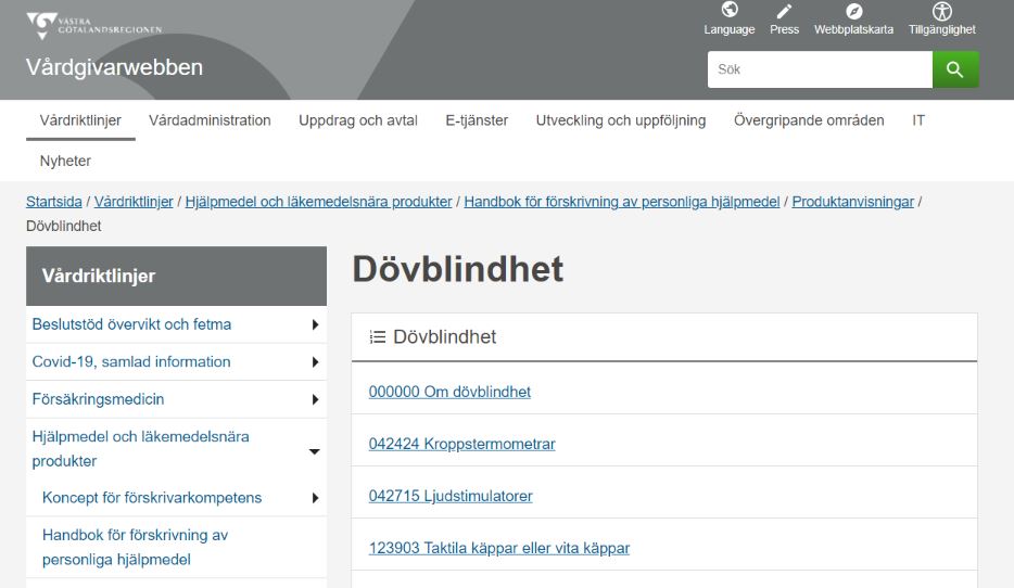 Skärmdump från Vårdgivarwebben i Västra Götalandsregionen