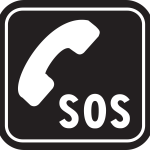 Svartvit symbol för att larma SOS via telefoni
